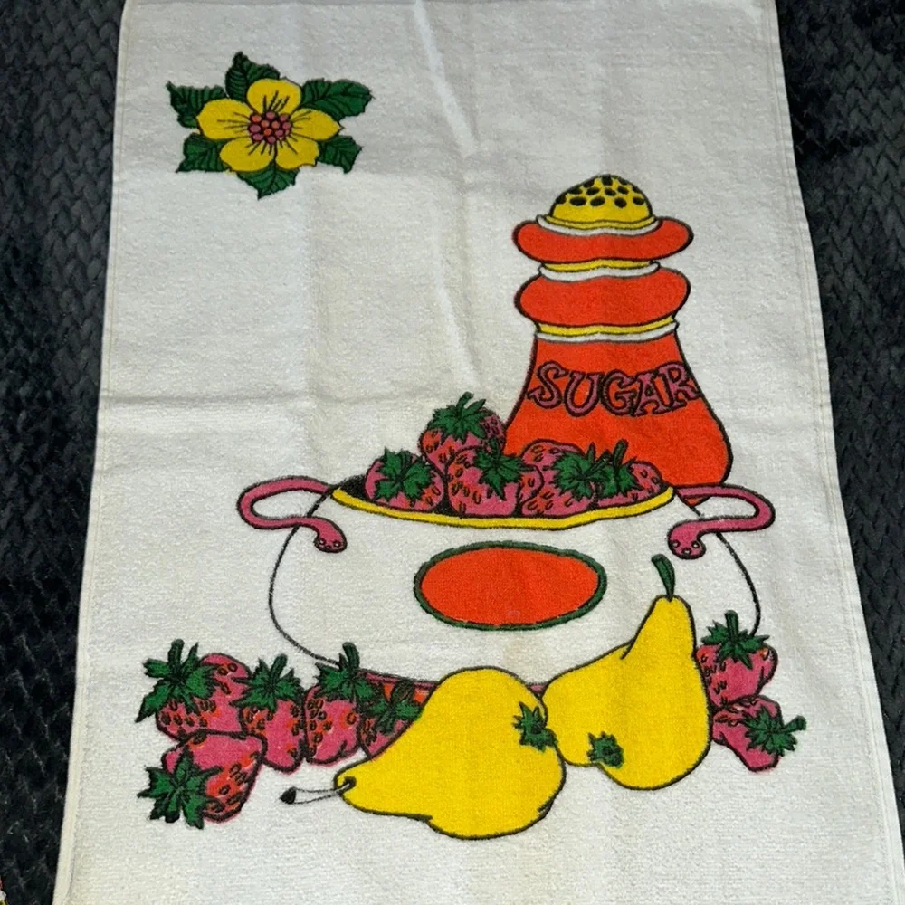 Colorful Fruit Pattern Towels set of 2 retro vintage dish towels